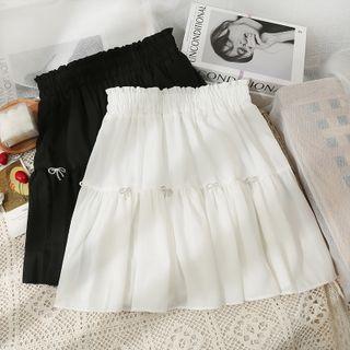 Paperbag High-waist Rhinestone Mini Skirt