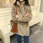 Single-breasted Faux-suede Faux-fur Jacket