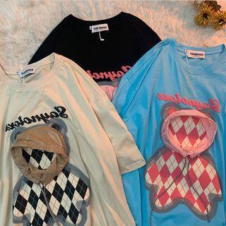 Oversized Elbow-sleeve Printedt-shirt
