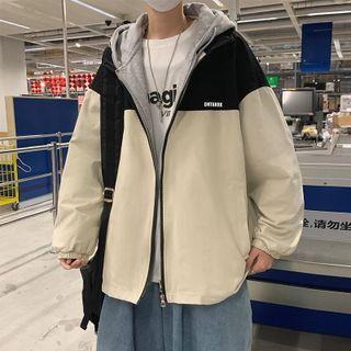 Color Block Mock Two Piece Hooded Jacket