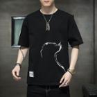 Round Neck Print Oversizedshort Sleeve T-shirt