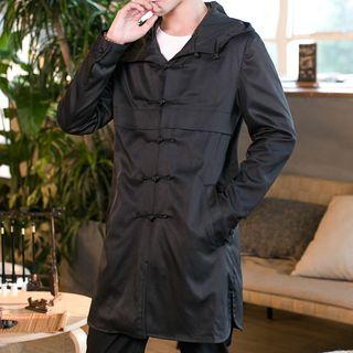 Hooded Frog-buttoned Trench Coat