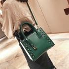 Studded Color Block Faux Leather Tote