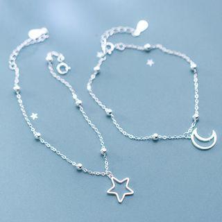925 Sterling Silver Moon / Star Bracelet