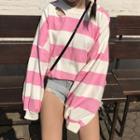 Ripped Striped Oversized Long-sleeve T-shirt