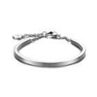 Fashion Simple Geometric Round 316l Stainless Steel Bangle Silver - One Size
