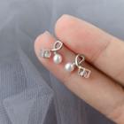 925 Sterling Silver Faux Pearl Stud Earring S925 Sterling Silver - Shell Pearl - One Size