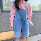 Fray Hem Denim Jumper Shorts