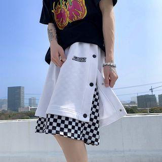 Check Panel Wide Leg Shorts