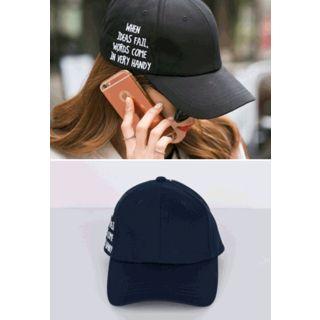 Lettering Zip-detail Baseball Cap