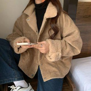 Fleece-lined Corduroy Button-up Coat