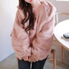 Hooded Zip-up Faux-fur Jacket