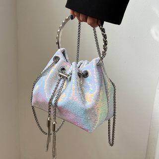 Chain Strap Sequin Bucket Bag