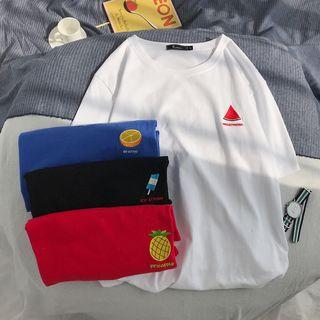 Couple Matching Short-sleeve Fruit Embroidered T-shirt