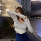 U-neck Overlock-stitched Knit Crop Top