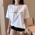 Short Sleeve Lettering T-shirt White - One Size