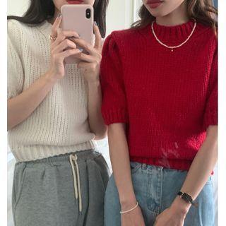 Elbow-sleeve Mock-neck Sweater