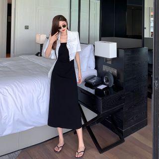 Short-sleeve Cropped Jacket / Plain Tube Dress