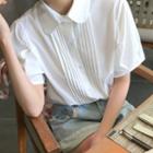 Short-sleeve Pleated Shirt White - One Size