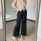 Pleated Wide Leg Pants Black - One Size