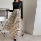 Polka-dot Mesh Long Skirt