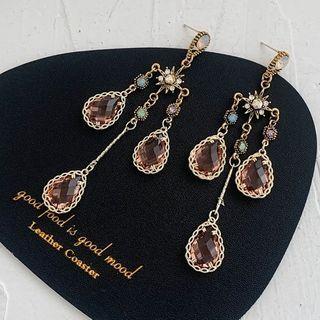 Gemstone Drop Earring 1 Pair - Gold - One Size