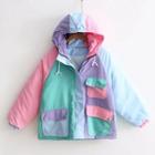 Color Panel Hooded Padded Jacket