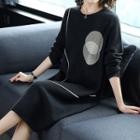 Long-sleeve Printed Midi Sweater Dress