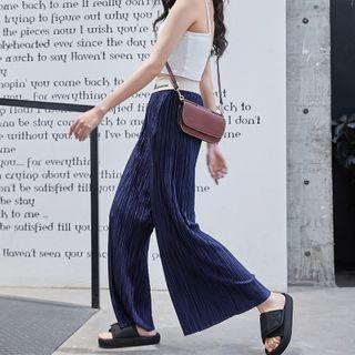 Lettering Waistband Wide-leg Pants