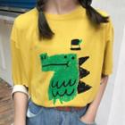 Short-sleeve Cartoon Dinosaur Printed T-shirt
