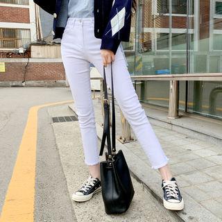 Frayed Slim Straight-cut Pants