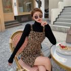 Leopard Strappy Sheath Dress Leopard - Light Brown - One Size