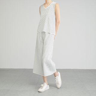 Set: Striped Tank Top + Wide-leg Pants