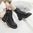 Zip-up Lace-up Short Boots