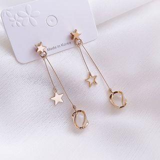 Alloy Star Cat Eye Stone Fringed Earring 1 Pair - Gold - One Size