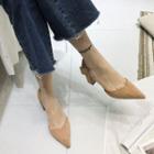 Pointed Ankle-strap Block-heel Sandals