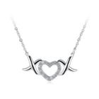 Simple Sweet Heart Cubic Zircon Necklace Silver - One Size