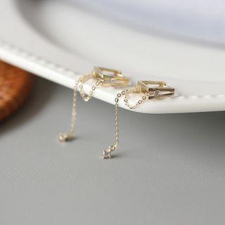 Rhinestone Chained Sterling Silver Dangle Earring