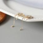 Rhinestone Chained Sterling Silver Dangle Earring