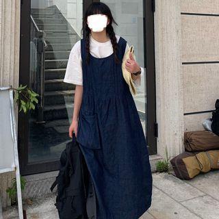 Plain Short-sleeve T-shirt / Maxi A-line Jumper Dress