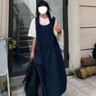Plain Short-sleeve T-shirt / Maxi A-line Jumper Dress