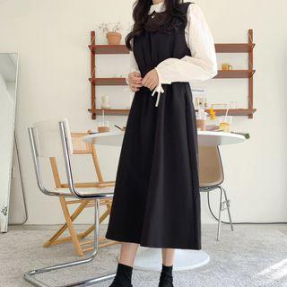 Plain Blouse / Lace Blouse / Sleeveless Midi Dress