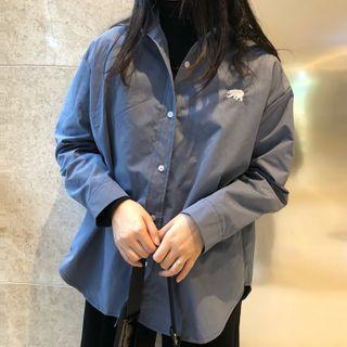 Polar Bear Embroidered Shirt Airy Blue - One Size