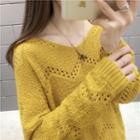 V-neck Pointelle Sweater