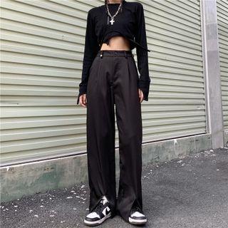 Mid Rise Plain Dress Pants