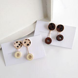 Asymmetric Leopard Print Drop Earring