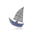 Fashion Personality Plated Black Sailing Brooch With Blue Cubic Zirconia Black - One Size