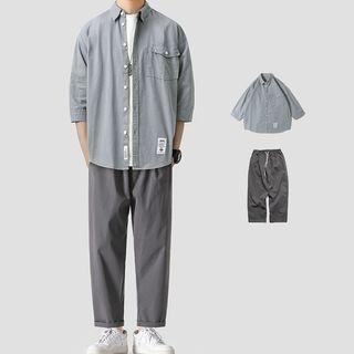 3/4-sleeve Shirt / Straight Leg Pants
