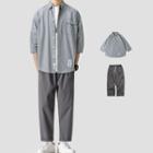 3/4-sleeve Shirt / Straight Leg Pants