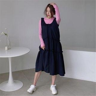 Tie-neck Sleeveless Long Tiered Dress